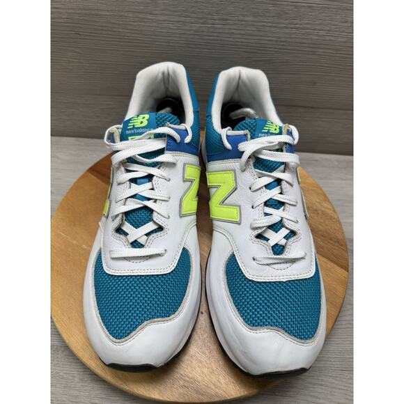 New Balance 574v2 Casual Sneakers, ML574PWB, Wht/Teal/Neon, Mens 13 main image 6